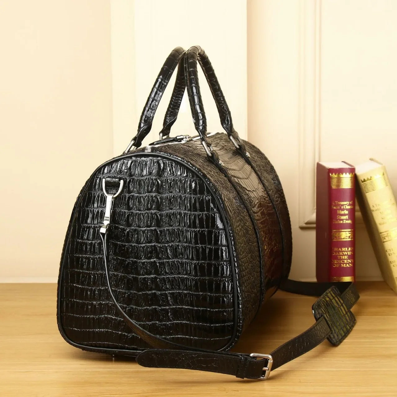 The Apex Voyager: Luxury Alligator-Embossed Leather Duffle