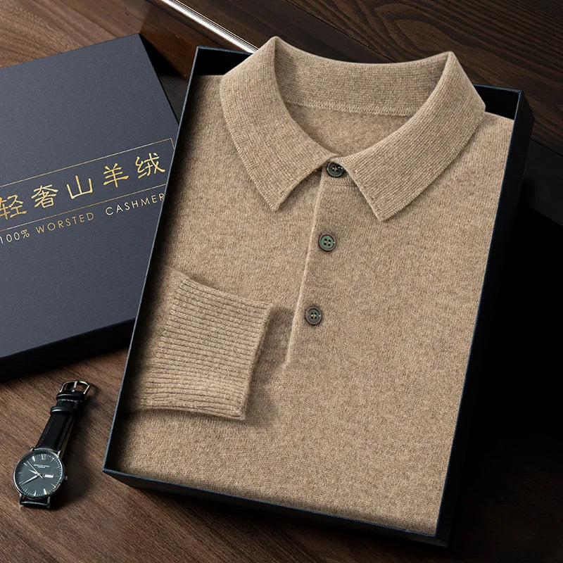 The Cashmere Meridian: 100% Pure Polo Pullover