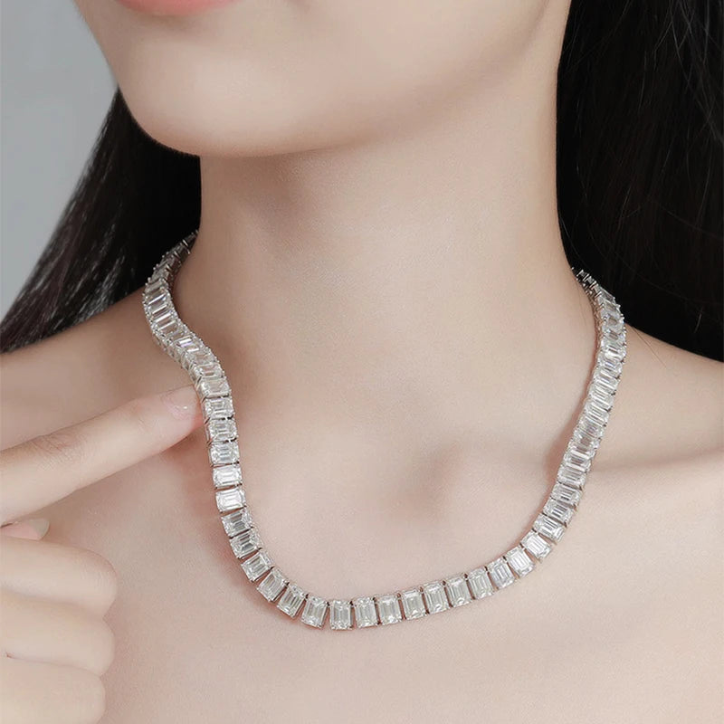 The Emerald Sovereign: 100% S925 Silver Moissanite Tennis Collection