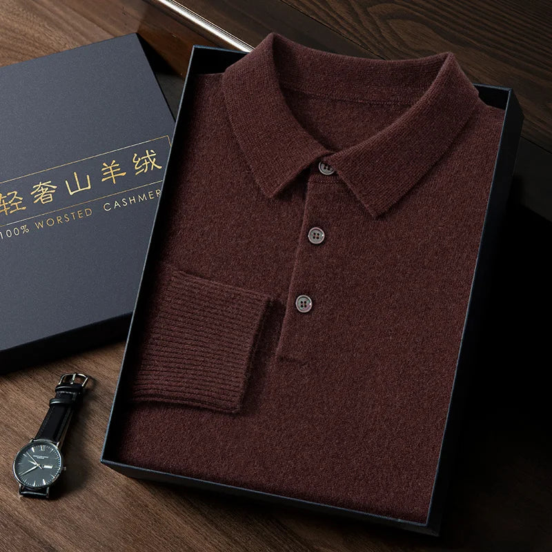 The Cashmere Meridian: 100% Pure Polo Pullover