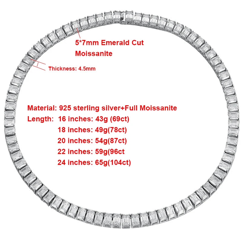 The Emerald Sovereign: 100% S925 Silver Moissanite Tennis Collection