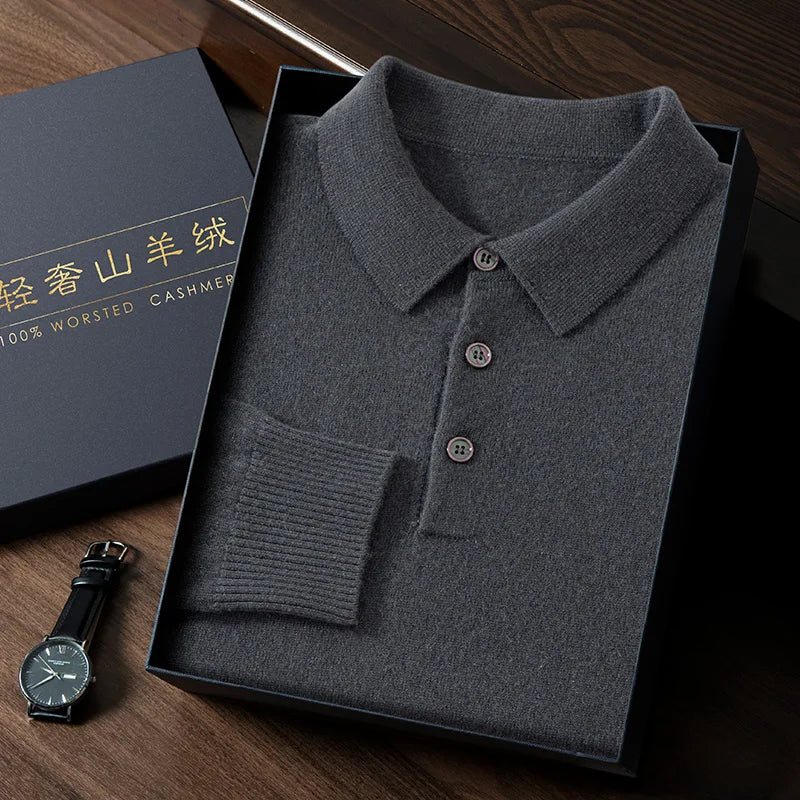 The Cashmere Meridian: 100% Pure Polo Pullover