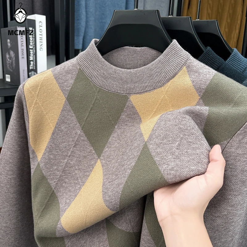 The Nordic Grid: Plaid Half-Collar Knit