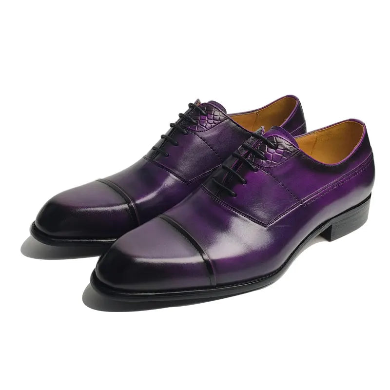 The Royal Violet: Elegant Purple Leather Oxfords