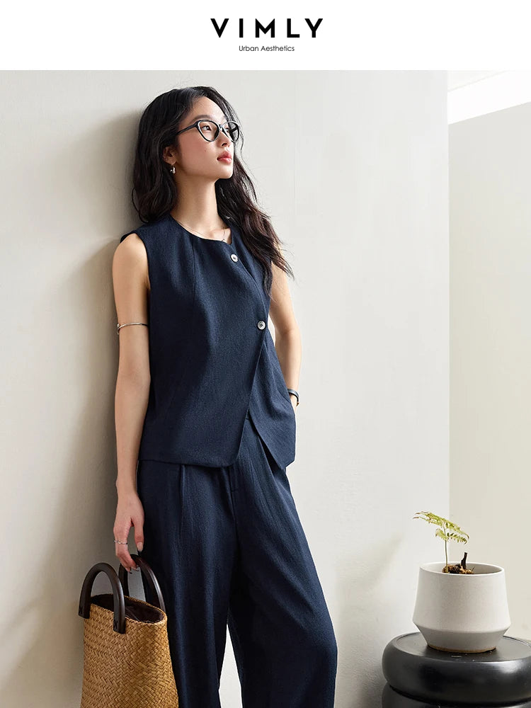 The Summer Executive: Vimly Linen-Blend Vest & Ankle-Length Set