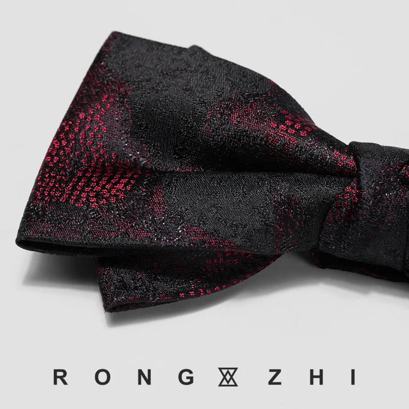 The Crimson Gala: Mulberry Silk Floral Bow Tie