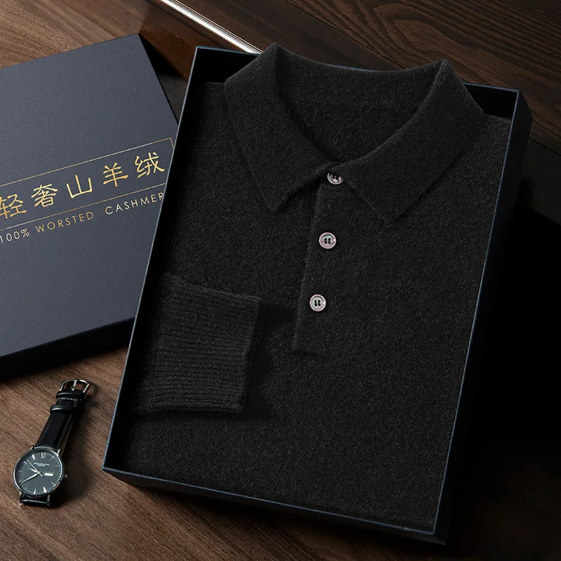The Cashmere Meridian: 100% Pure Polo Pullover
