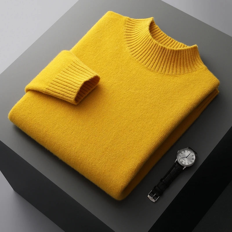 The Arctic Shield: Double-Thick Cashmere Mock Neck