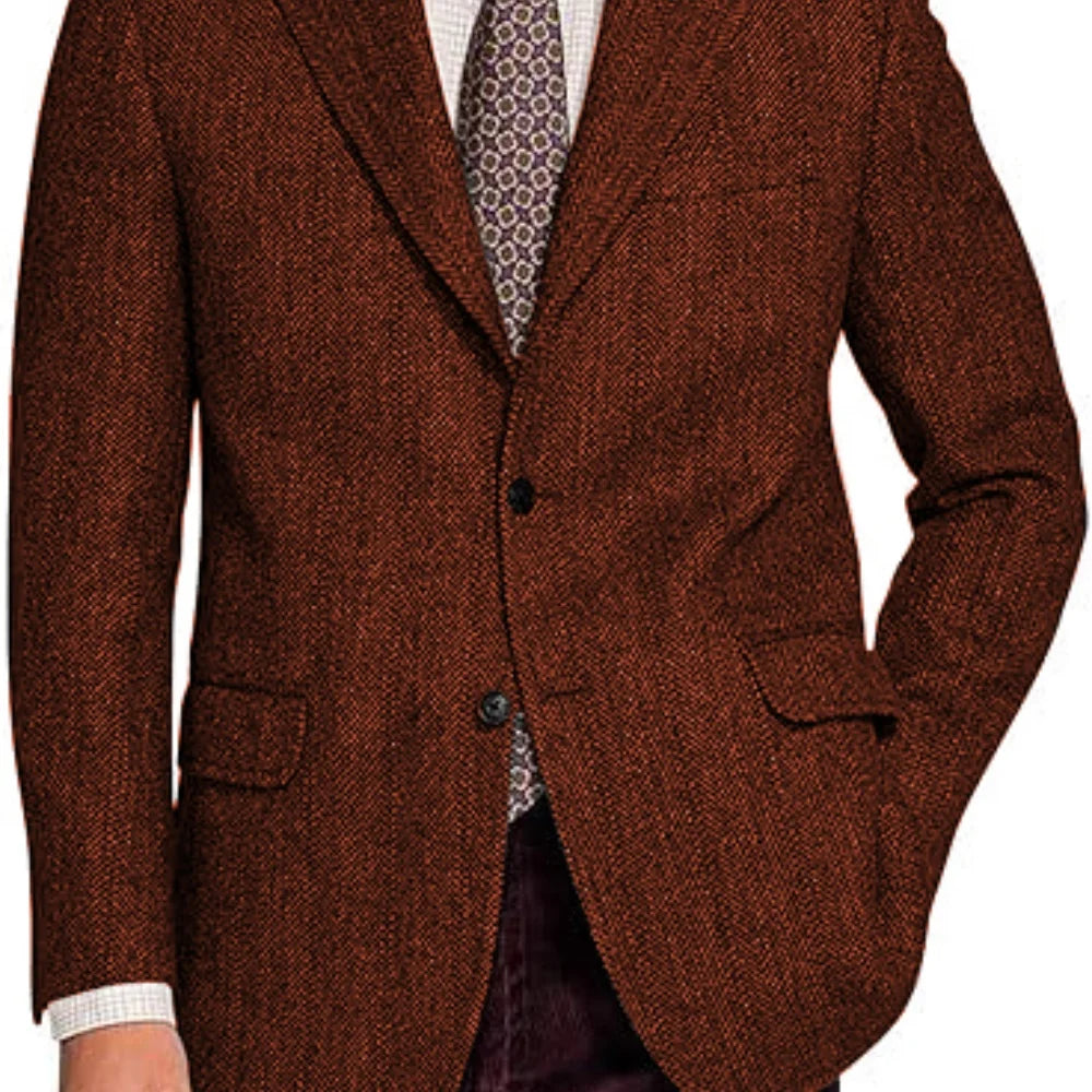 The Sterling Fishbone: Tailored Tweed Blazer Ensemble