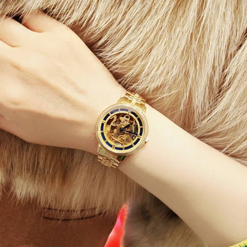 The Ethereal Kinetic: Genuine Diamond-Set Skeleton Automatic Watch