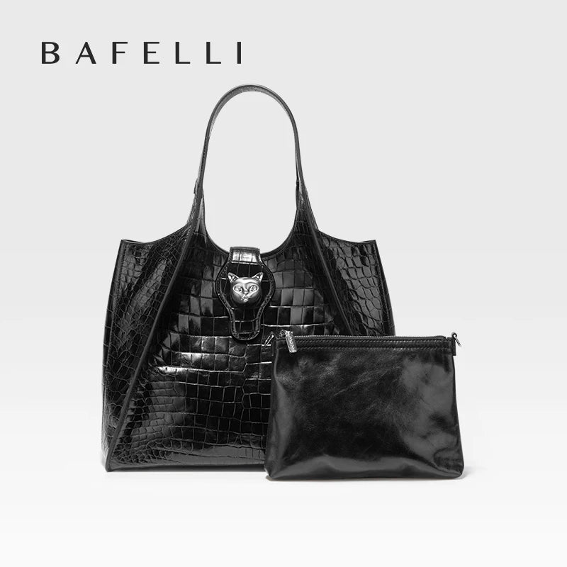 The Executive Crocodile: BAFELLI Large Capacity Genuine Leather Tote
