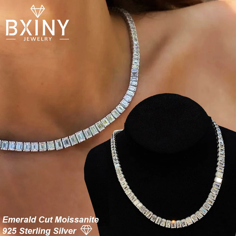 The Emerald Sovereign: 100% S925 Silver Moissanite Tennis Collection