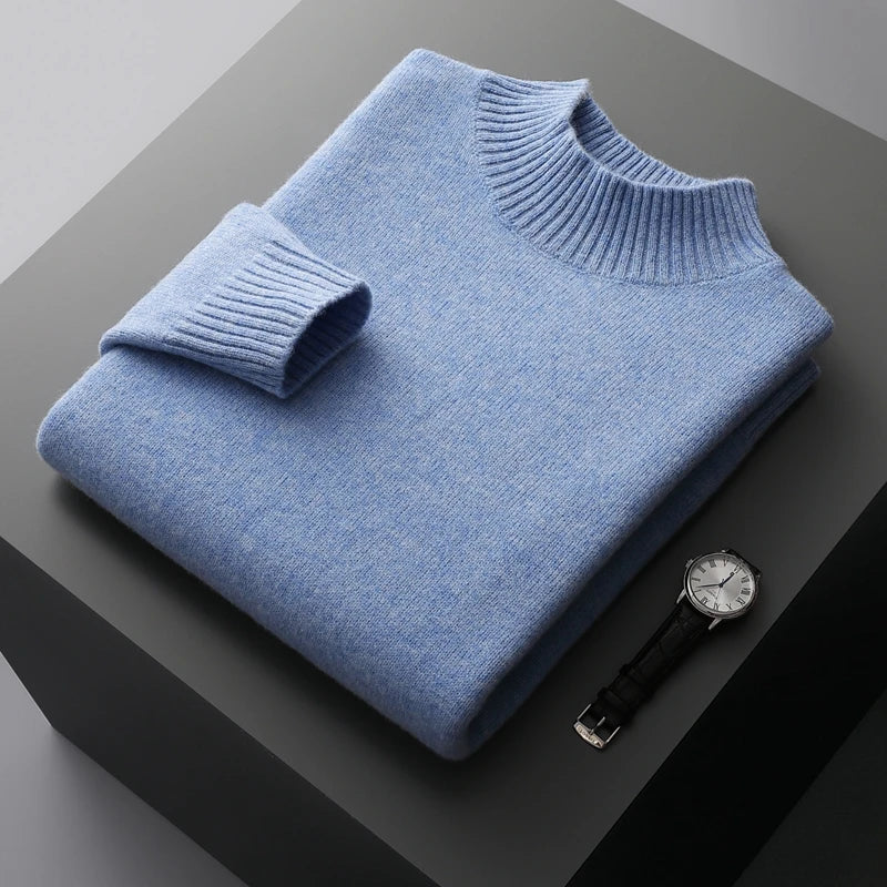 The Arctic Shield: Double-Thick Cashmere Mock Neck