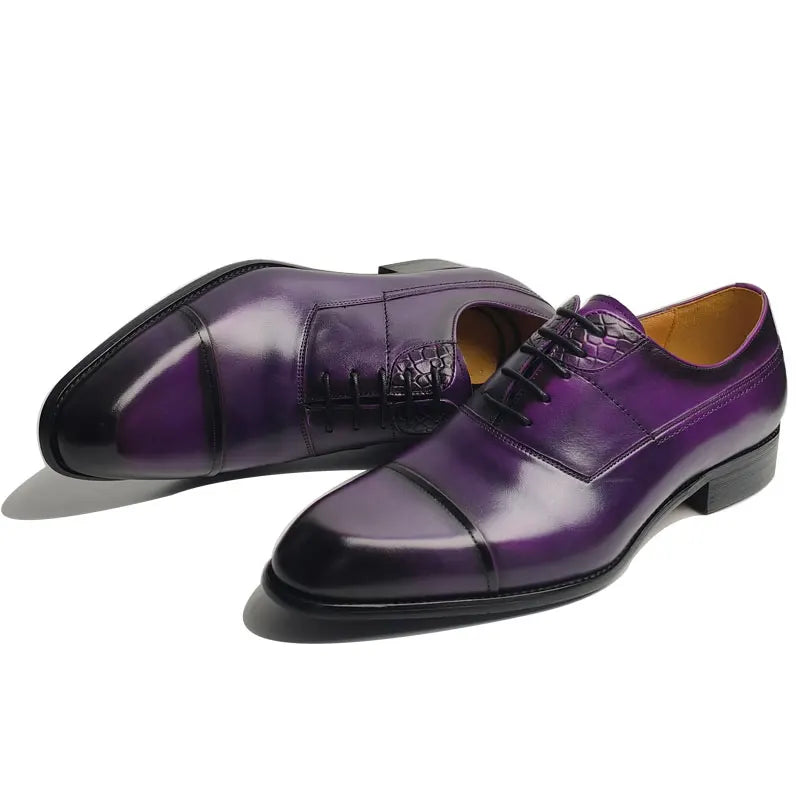 The Royal Violet: Elegant Purple Leather Oxfords