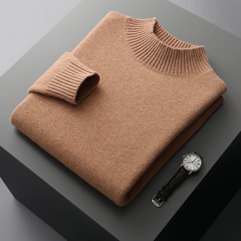 The Arctic Shield: Double-Thick Cashmere Mock Neck