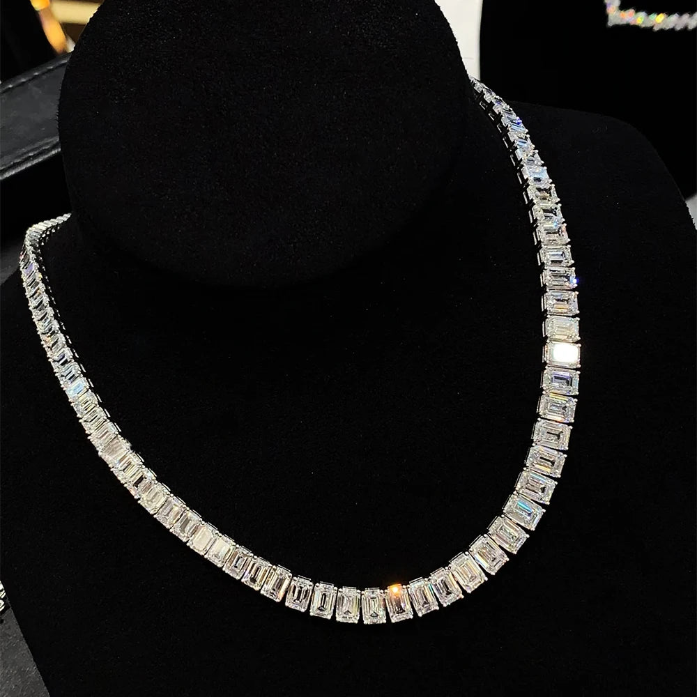 The Emerald Sovereign: 100% S925 Silver Moissanite Tennis Collection