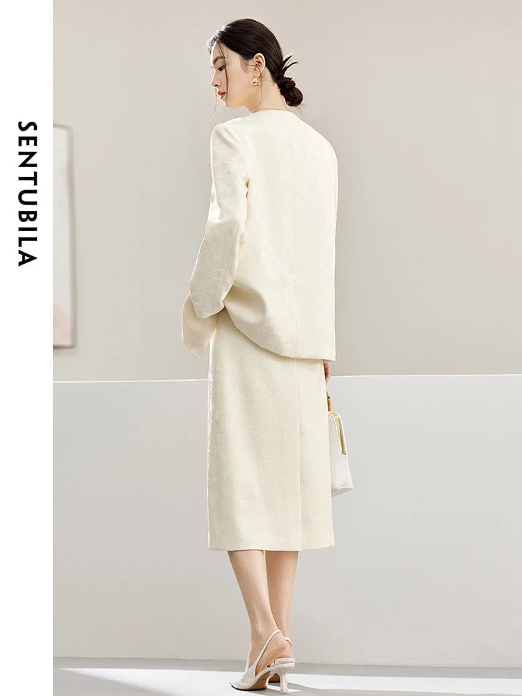 The Empress Jacquard: Sentubila Mandarin-Inspired Skirt Suit