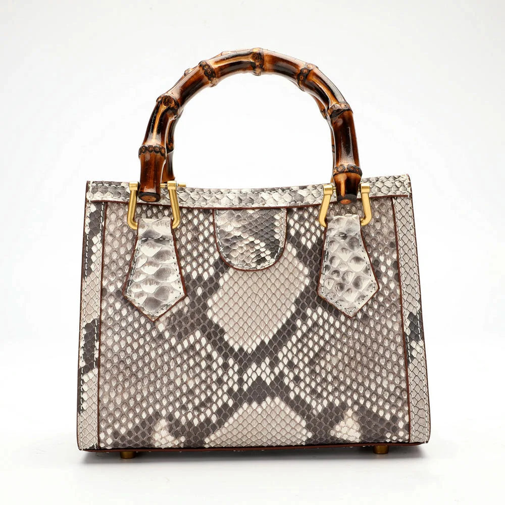 The Python Sovereign: Genuine Serpentine & Bamboo Executive Tote