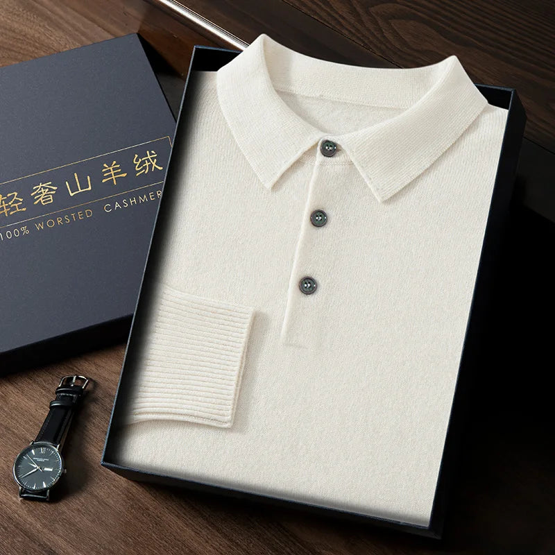 The Cashmere Meridian: 100% Pure Polo Pullover