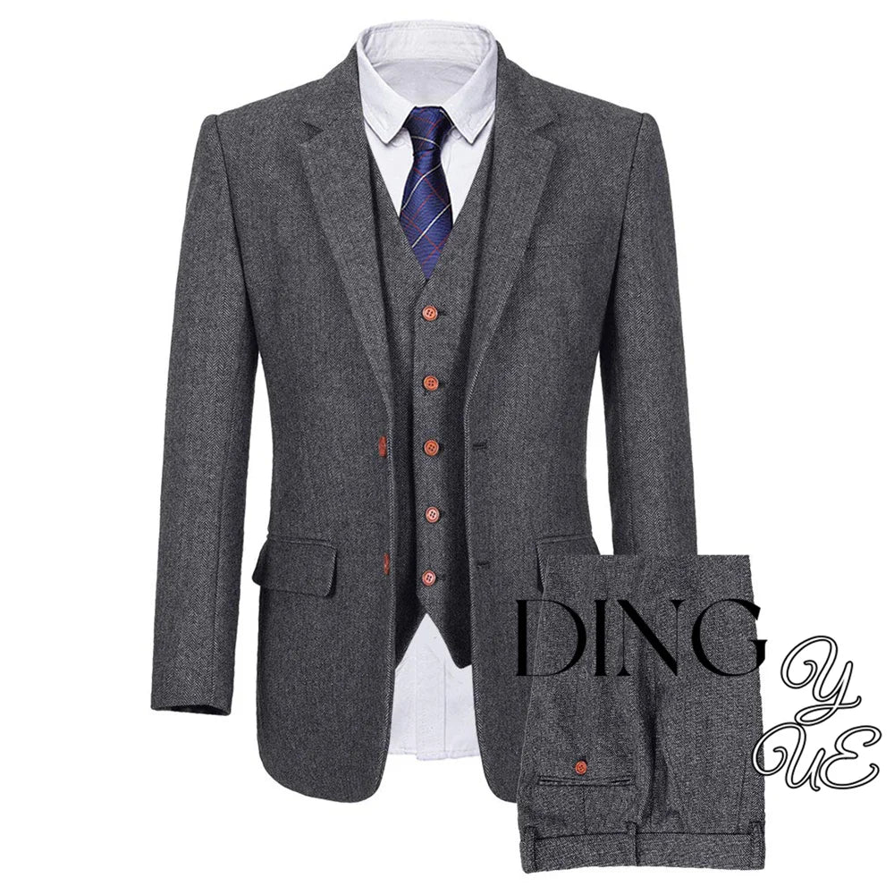 The Sterling Heritage: 3-Piece Herringbone Tweed Suit