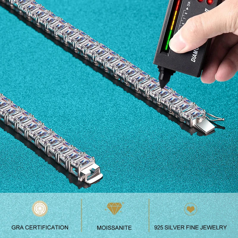 The Emerald Sovereign: 100% S925 Silver Moissanite Tennis Collection