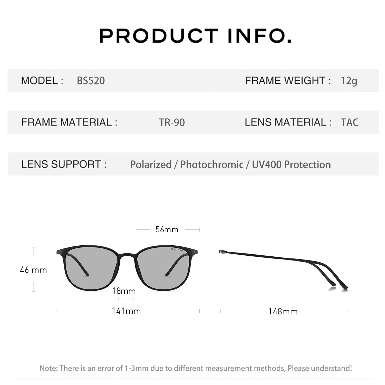 The Stealth Lite: CAPONI Photochromic Titanium Sunglasses
