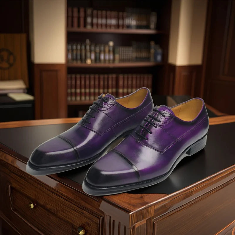 The Royal Violet: Elegant Purple Leather Oxfords