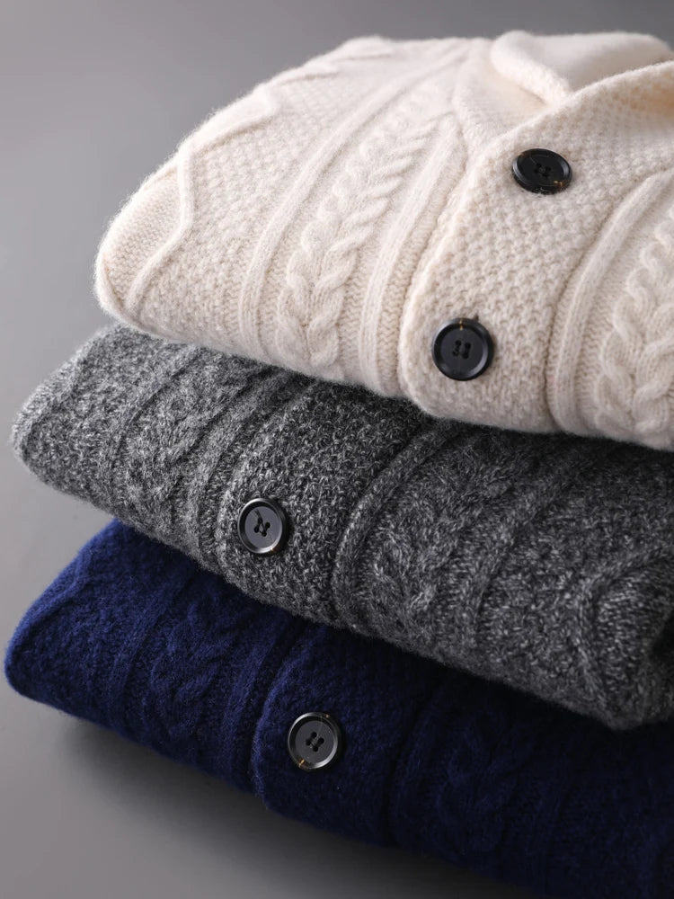 The Heritage Crest: Merino Jacquard Cardigan