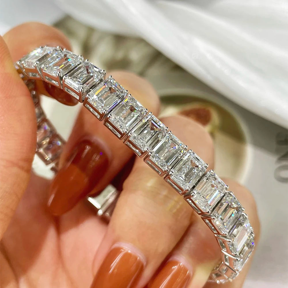 The Emerald Sovereign: 100% S925 Silver Moissanite Tennis Collection