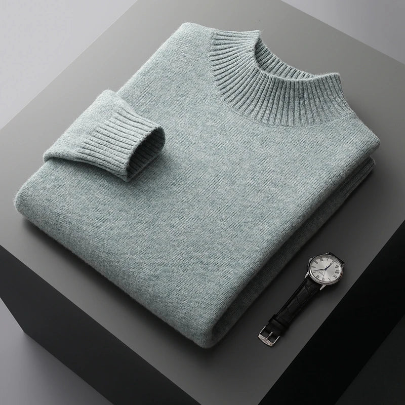 The Arctic Shield: Double-Thick Cashmere Mock Neck