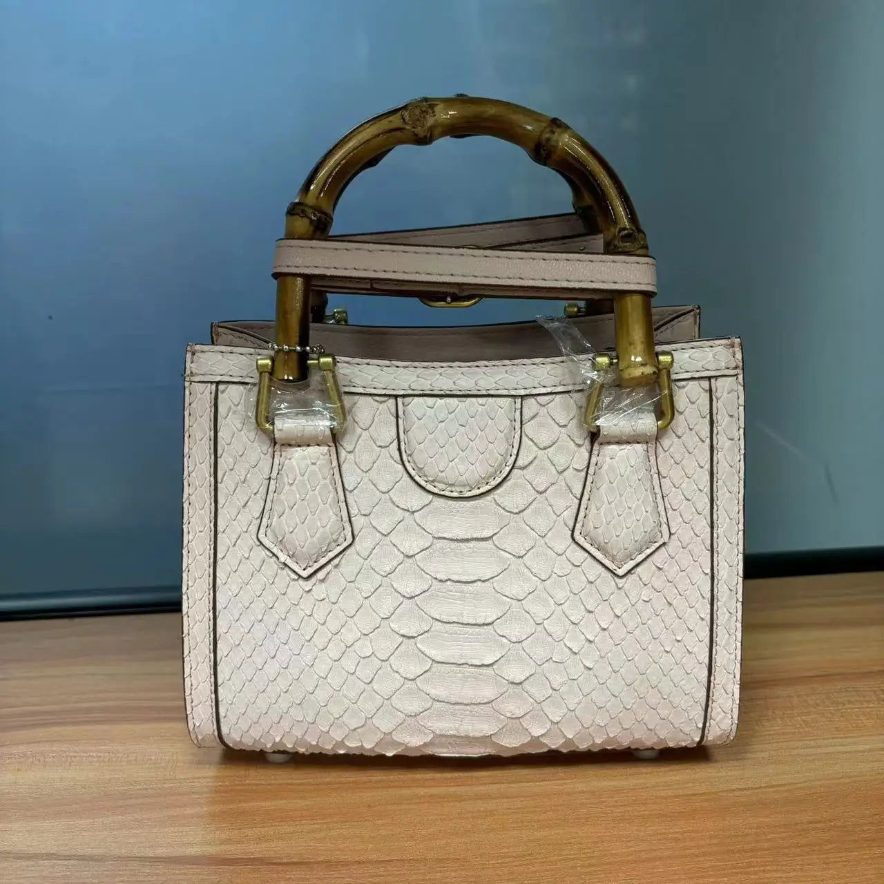 The Python Sovereign: Genuine Serpentine & Bamboo Executive Tote