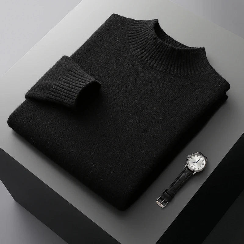 The Arctic Shield: Double-Thick Cashmere Mock Neck