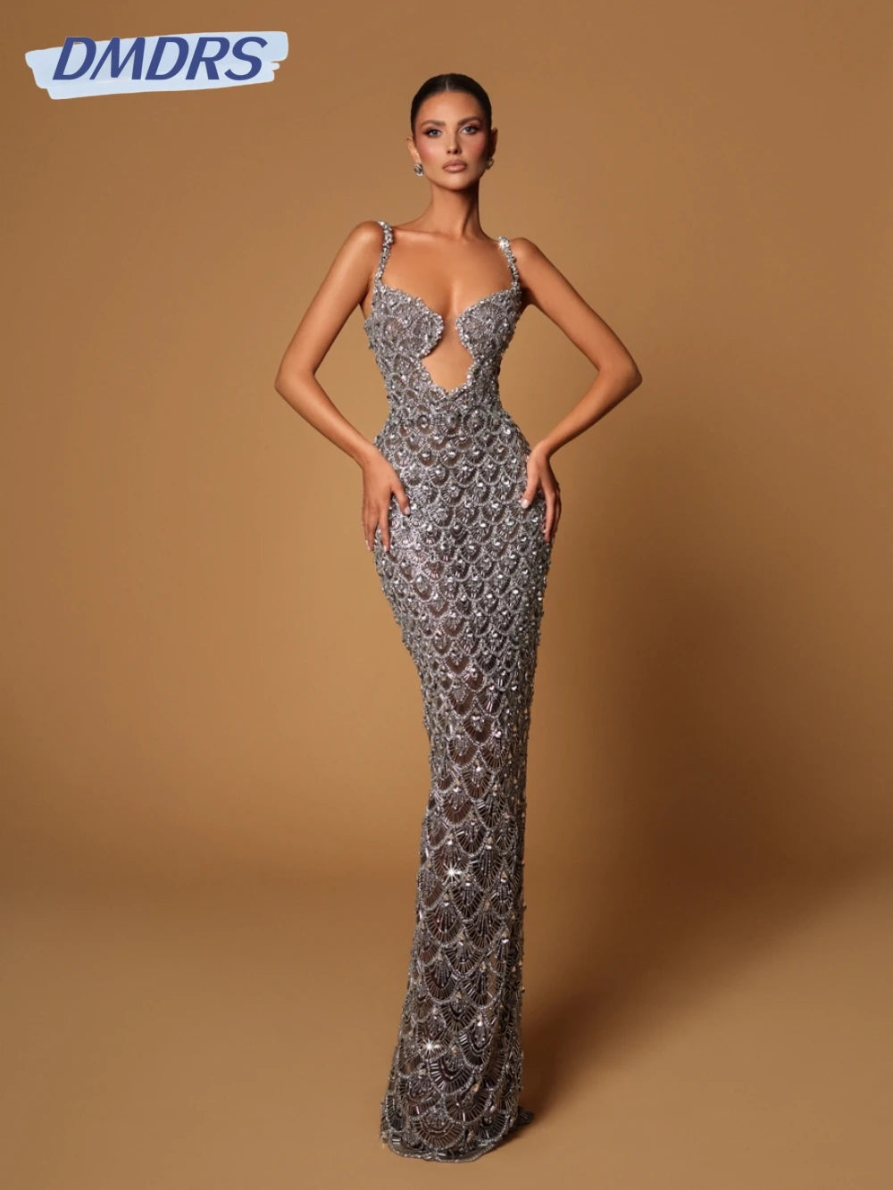 The Crystalline Muse: Embroidered Illusion Mermaid Gown