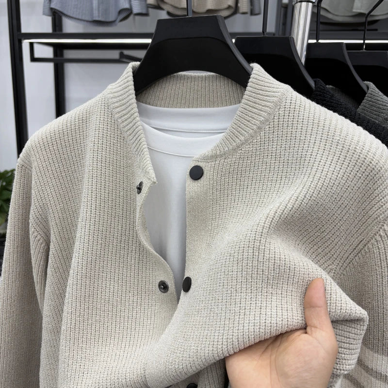 The Varsity Peak: Striped Baseball Cardigan