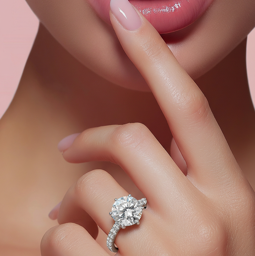 The Eternal Radiant: 14K White Gold Round Cut IGI Bridal Set