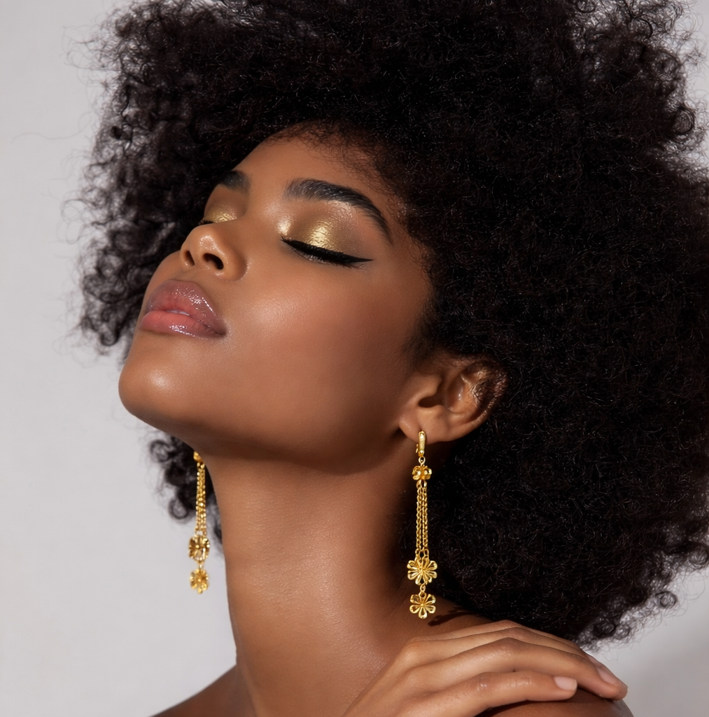The Golden Cascade: 24K Pure Solid Gold Tassel Earrings